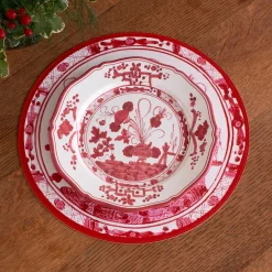 VIDA Faenza 11" Dinner Plate Set of 4 White and Red View All Vida|Dinnerware