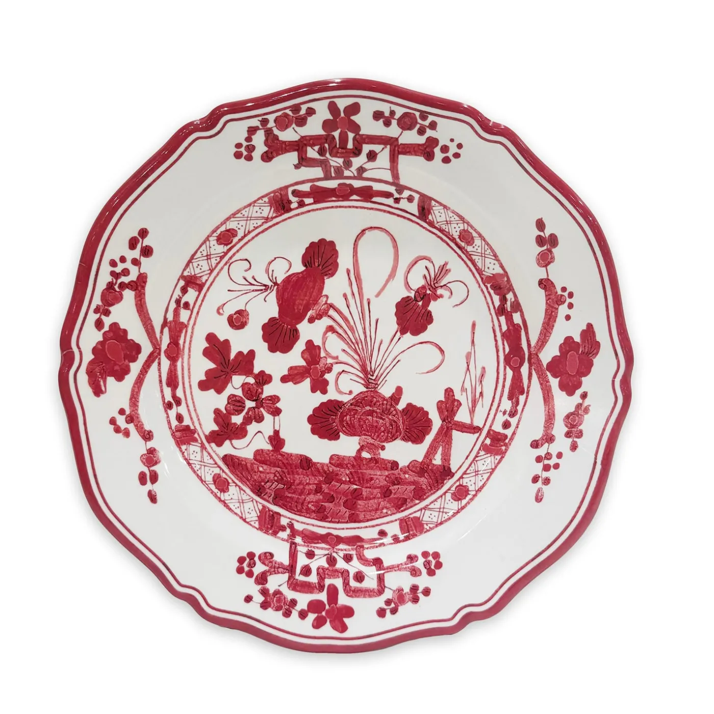VIDA Faenza 11" Dinner Plate Set of 4 White and Red View All Vida|Dinnerware