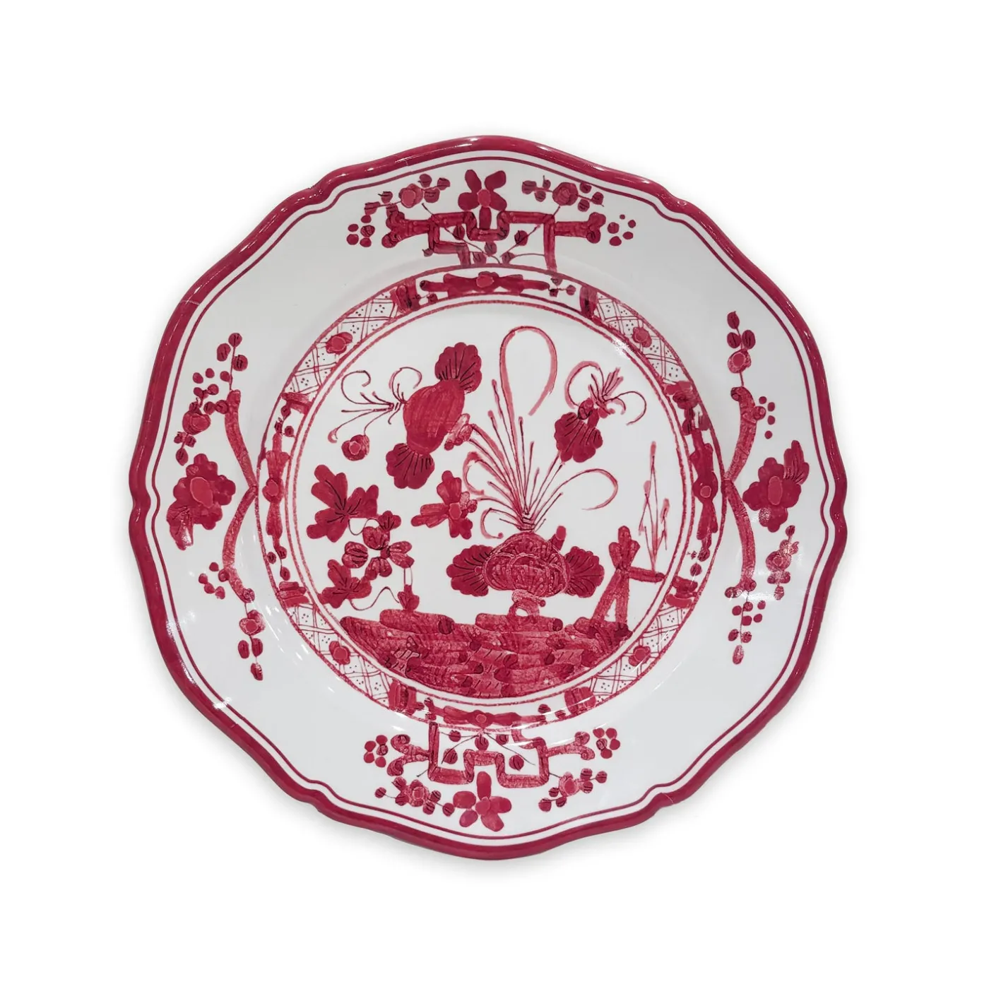 Online VIDA Faenza 9" Salad Plate Set of 4 White and Red View All Vida|Gifts Under $99