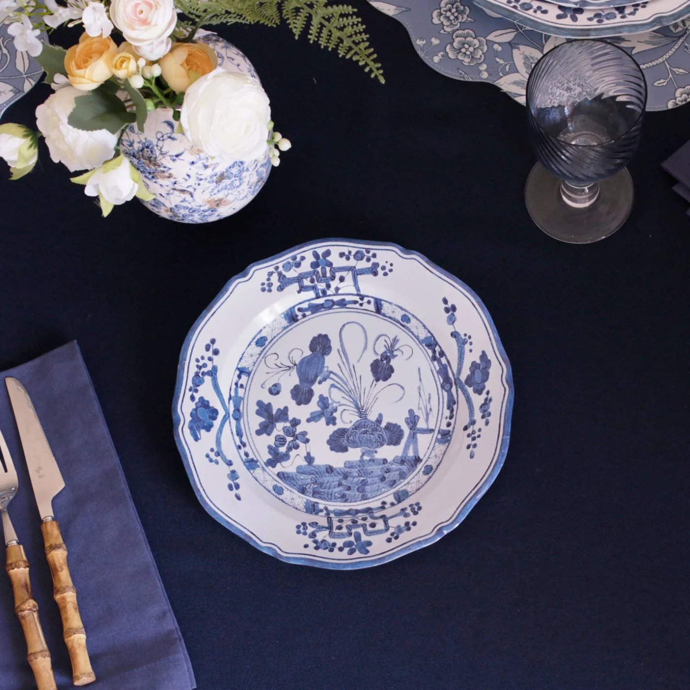 Outlet VIDA Faenza 9" Salad Plate Set of 4 White and Blue View All Vida|Dinnerware