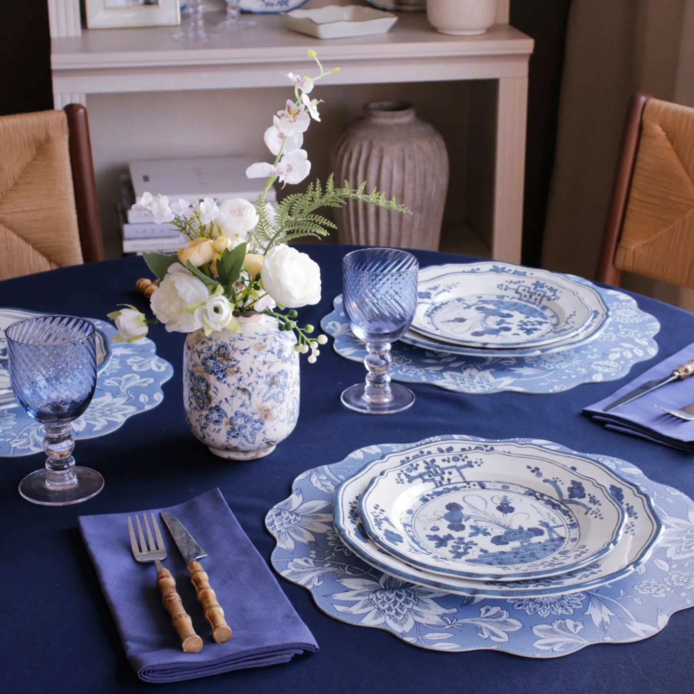 Outlet VIDA Faenza 9" Salad Plate Set of 4 White and Blue View All Vida|Dinnerware