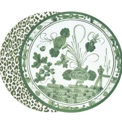 Clearance VIDA Faenza and Leopard Reversible Round Placemats Set of 4 White & Gr View All Vida|Placemats