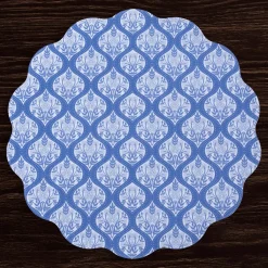Clearance VIDA Flowers & Pattern Reversible Round Placemats Set of 4 (Blue & Whi View All Vida|Placemats