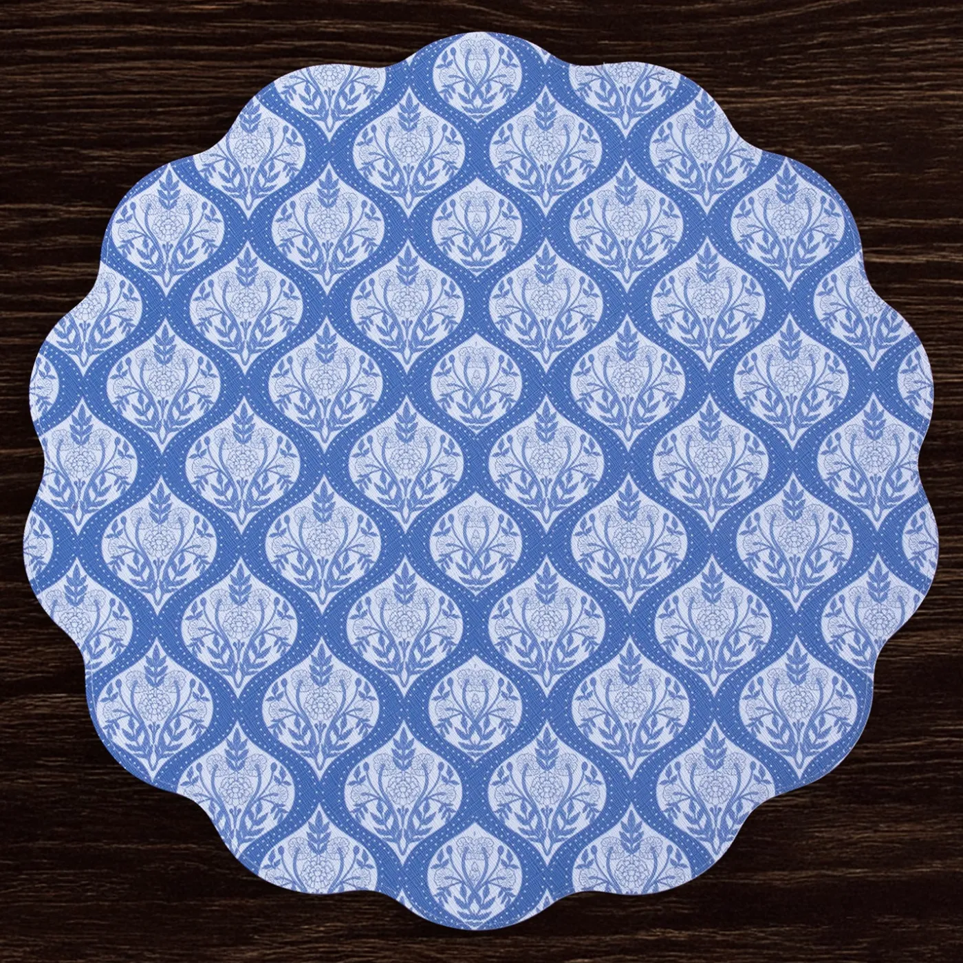 Clearance VIDA Flowers & Pattern Reversible Round Placemats Set of 4 (Blue & Whi View All Vida|Placemats