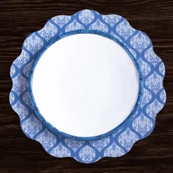 Clearance VIDA Flowers & Pattern Reversible Round Placemats Set of 4 (Blue & Whi View All Vida|Placemats