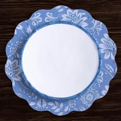 Clearance VIDA Flowers & Pattern Reversible Round Placemats Set of 4 (Blue & Whi View All Vida|Placemats