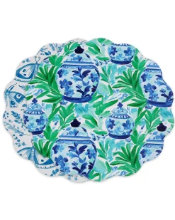 Outlet VIDA Ginger Jar & Butterflies Reversible Round Placemats Set of 4 Blue View All Vida|Placemats