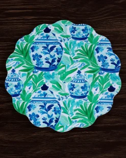 Outlet VIDA Ginger Jar & Butterflies Reversible Round Placemats Set of 4 Blue View All Vida|Placemats