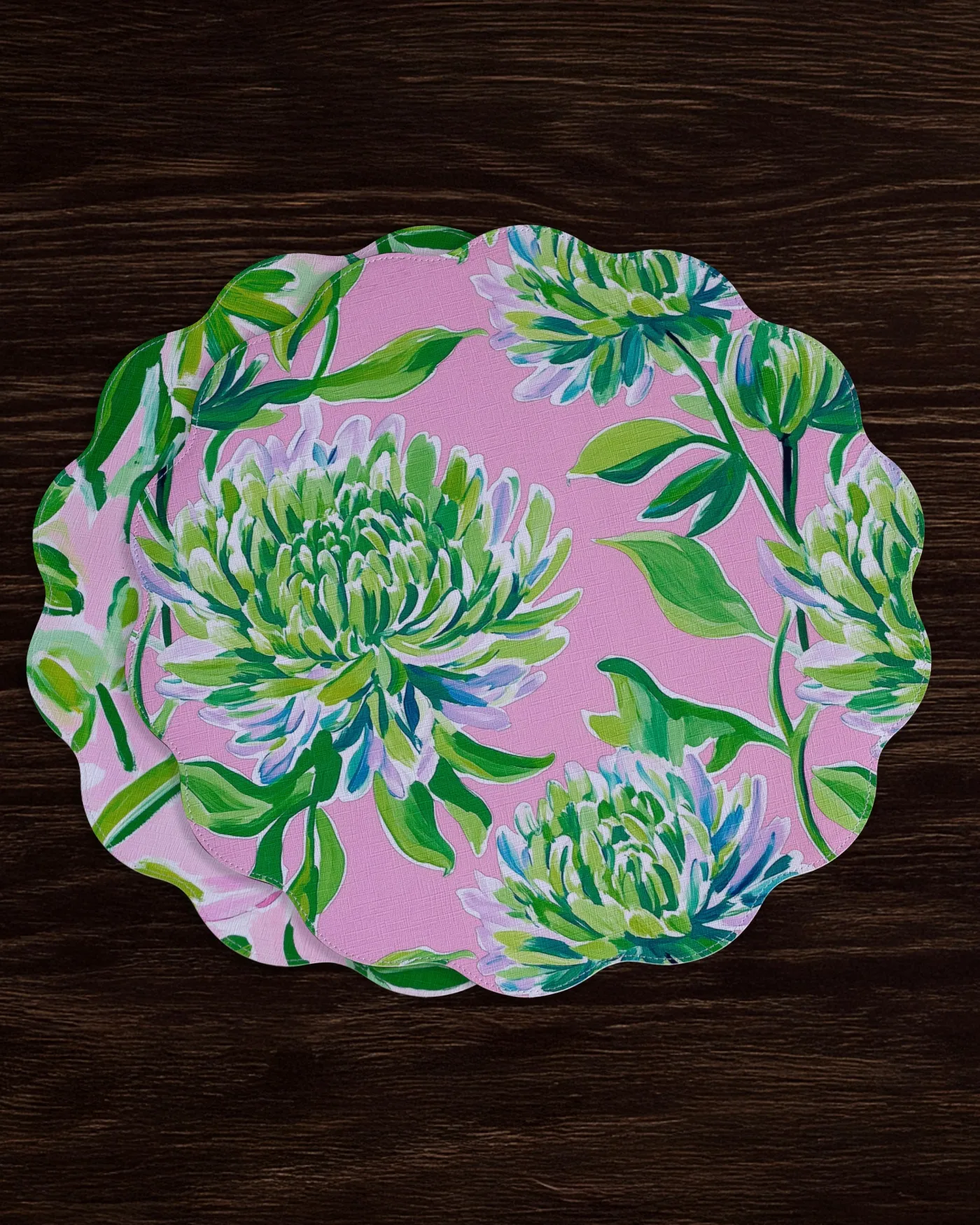 Hot VIDA Hydrangeas & Daisies Reversible Round Placemats Set of 4 Pink & G View All Vida|Placemats