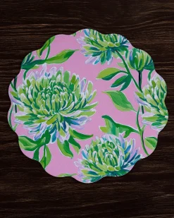 Hot VIDA Hydrangeas & Daisies Reversible Round Placemats Set of 4 Pink & G View All Vida|Placemats