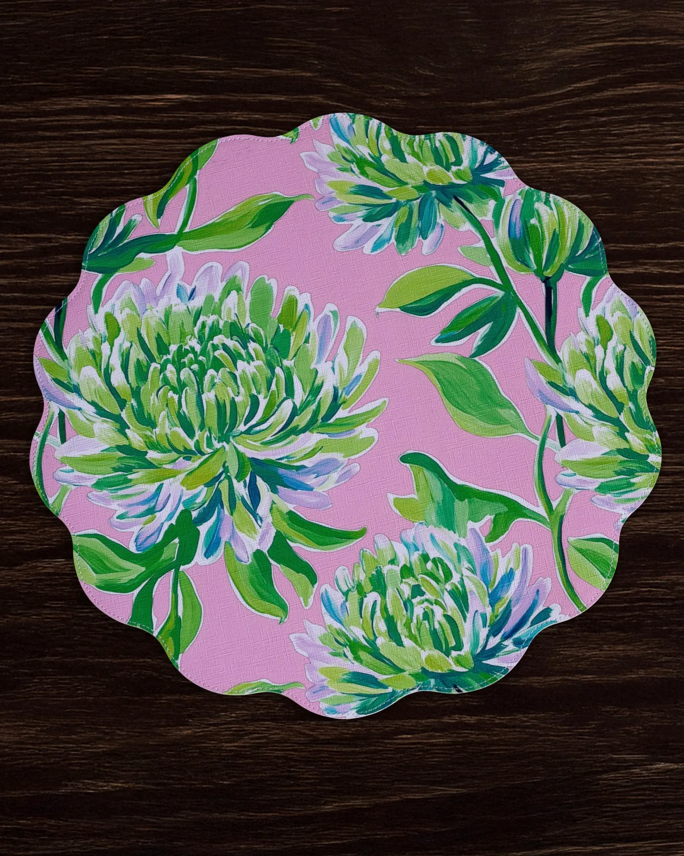 Hot VIDA Hydrangeas & Daisies Reversible Round Placemats Set of 4 Pink & G View All Vida|Placemats