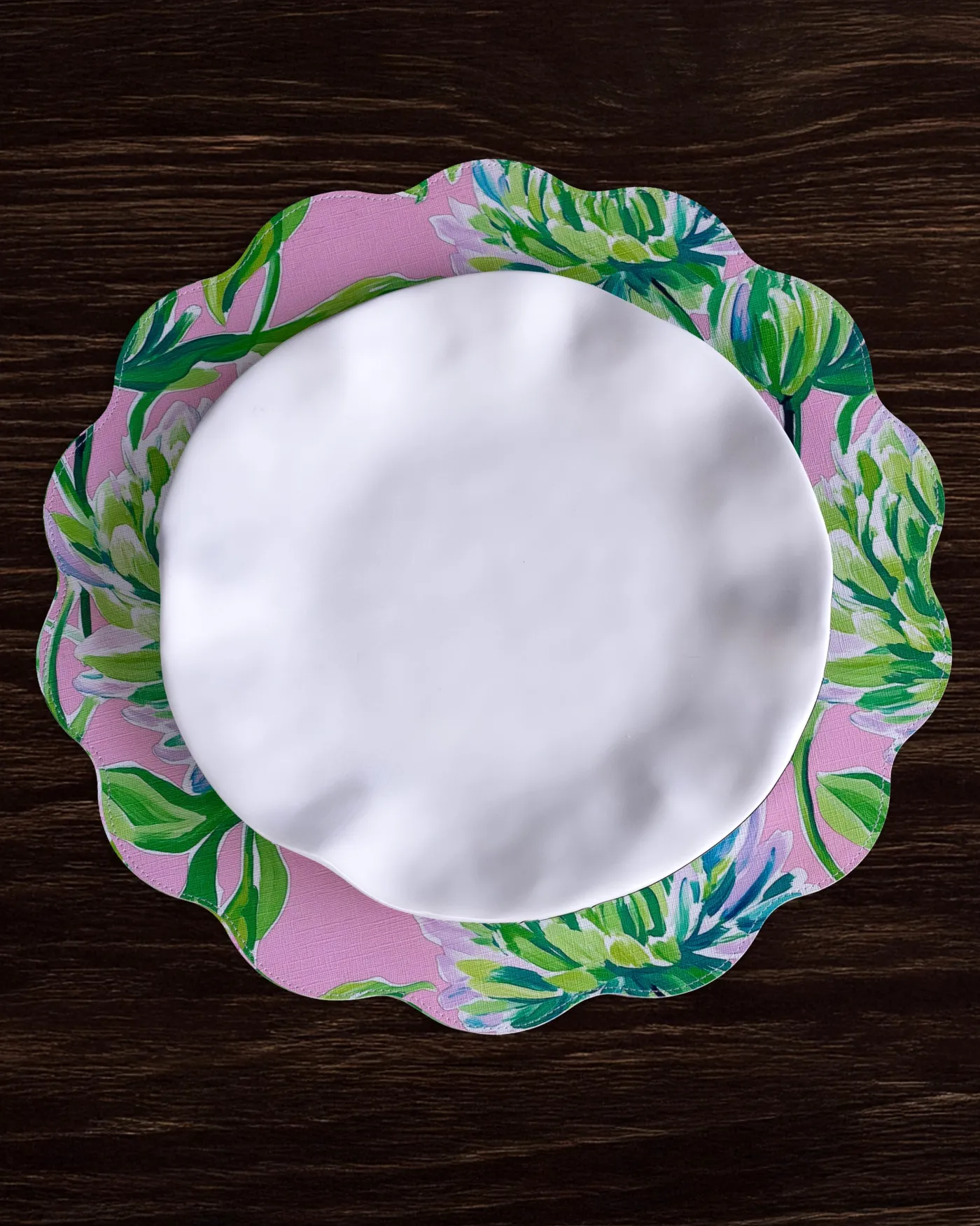 Hot VIDA Hydrangeas & Daisies Reversible Round Placemats Set of 4 Pink & G View All Vida|Placemats