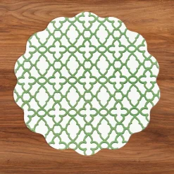 Clearance VIDA Laurent and Trellis Reversible Round Placemats Set of 4 Green & W View All Vida|Placemats