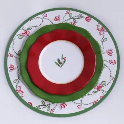 VIDA Norelle Reversible 15.5" Round Placemats Set of 4 (Green Gingham) View All Vida|Placemats