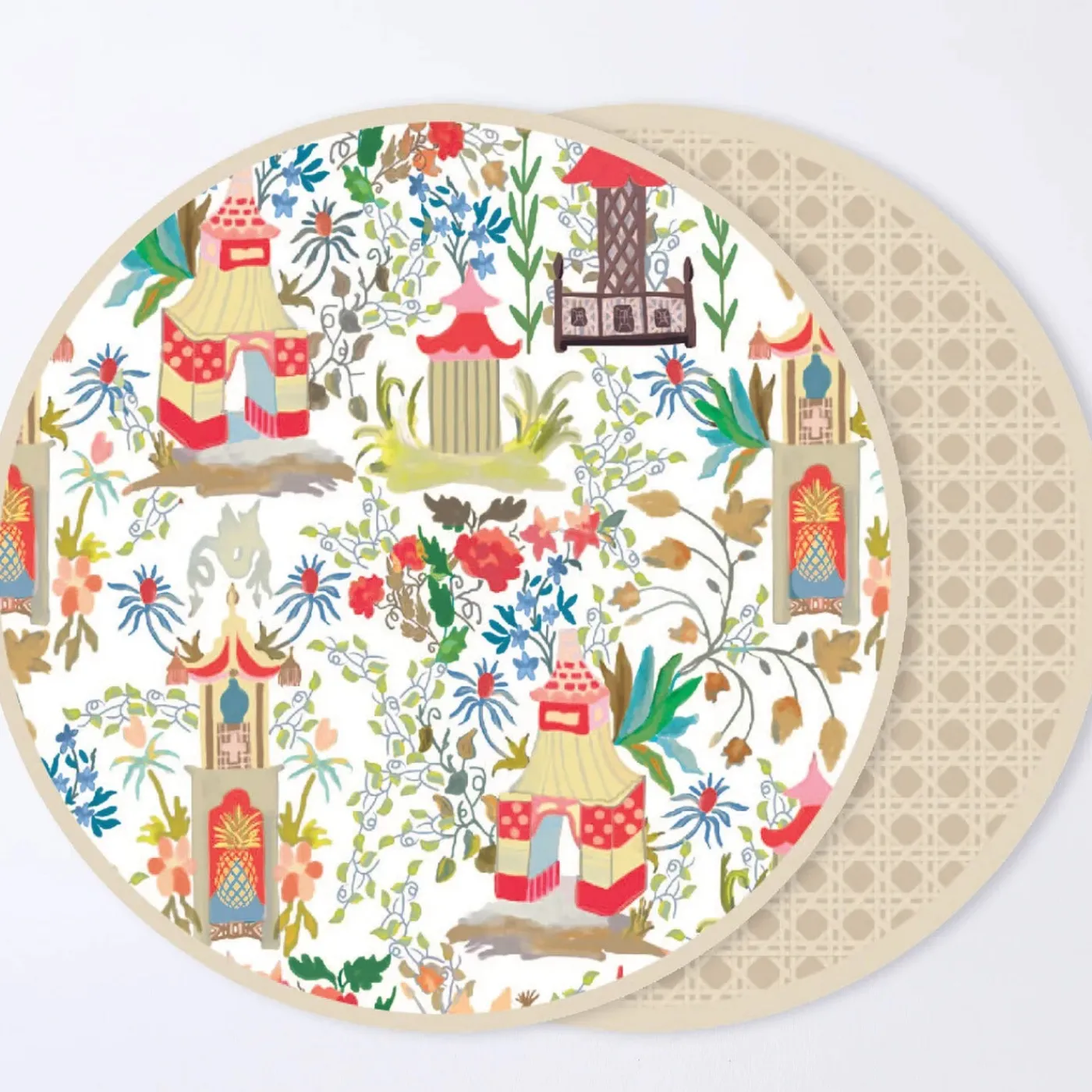 New VIDA Pagoda Reversible 15.5" Round Placemats Set of 4 (Neutral) Holiday|View All Vida