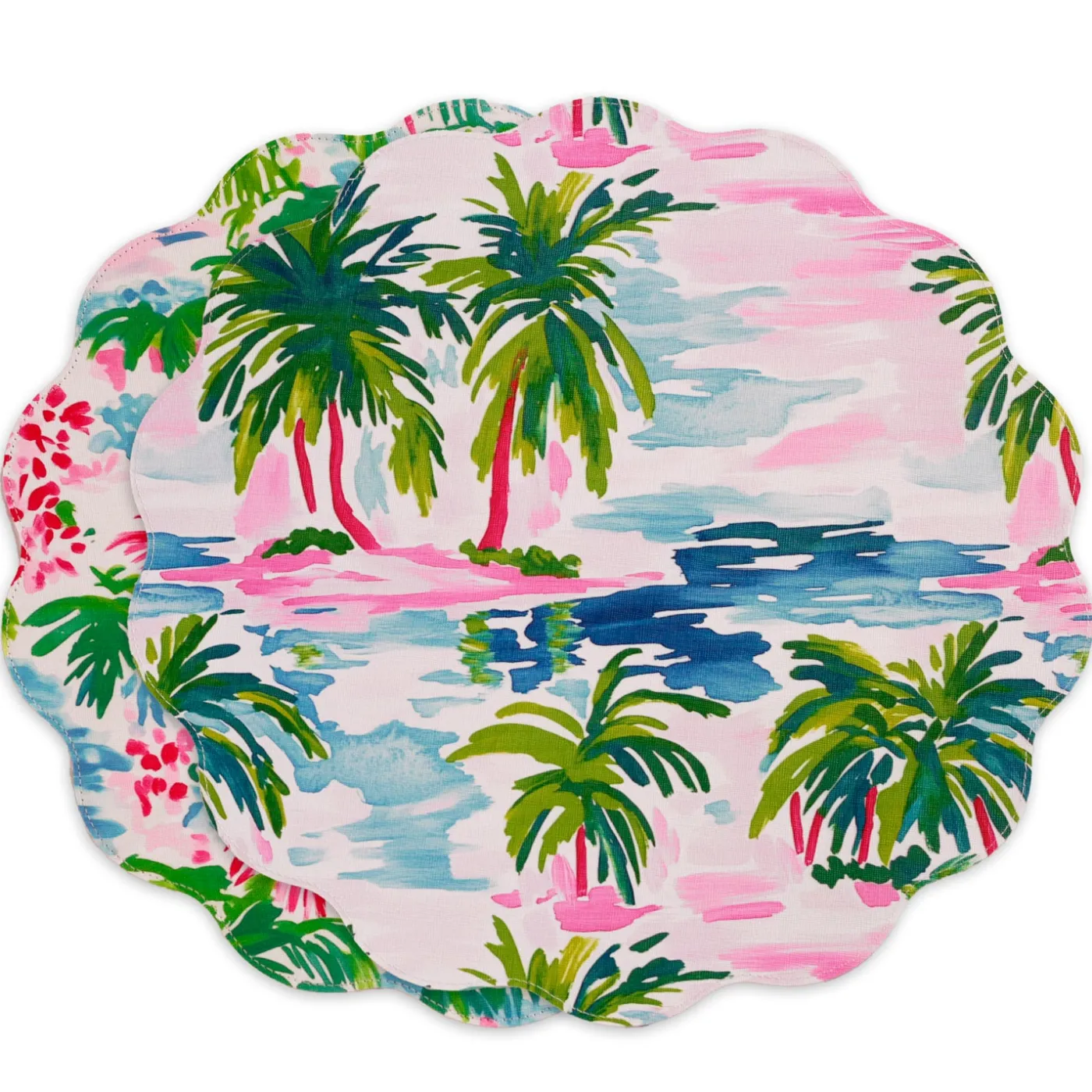 Best VIDA Palm Trees Reversible Round Placemats Set of 4 (Multi) View All Vida|Placemats