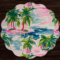 Best VIDA Palm Trees Reversible Round Placemats Set of 4 (Multi) View All Vida|Placemats