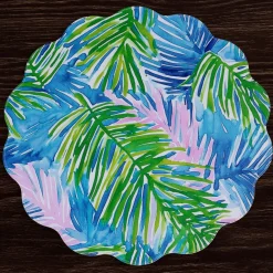 Sale VIDA Pineapples & Palms Reversible Round Placemats Set of 4 (Blue & Gr View All Vida|Placemats