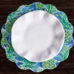 Sale VIDA Pineapples & Palms Reversible Round Placemats Set of 4 (Blue & Gr View All Vida|Placemats