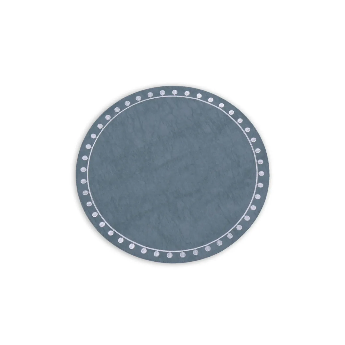 Online VIDA Round Embroidered Dots 15.5" Round Placemats Set of 4 (Blue and W View All Vida|Placemats