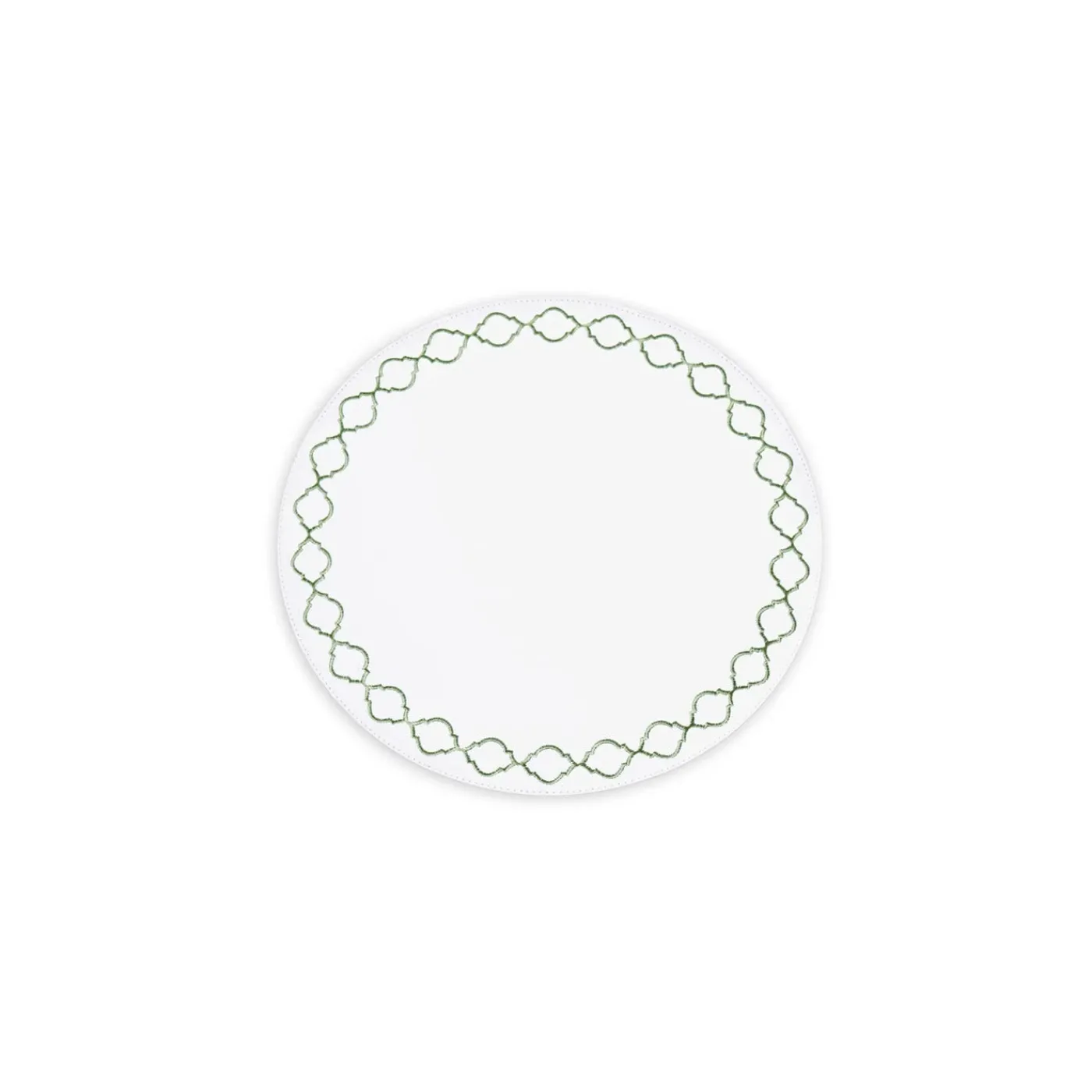Sale VIDA Round Embroidered Quatrefoil 15.5" Round Placemats Set of 4 (Gree View All Vida|Placemats