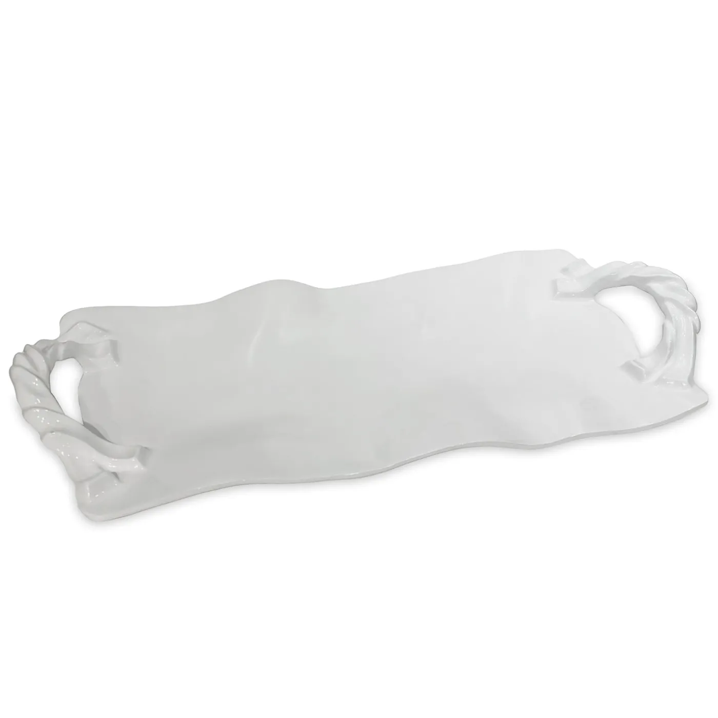 New VIDA Sasha Long Rectangle Tray with Handles White View All Vida|VIDA Sasha