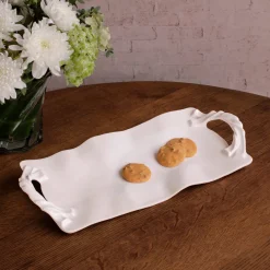 New VIDA Sasha Long Rectangle Tray with Handles White View All Vida|VIDA Sasha