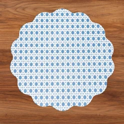 Clearance VIDA Sealife and Rattan Reversible Round Placemats Set of 4 Blue & Pin View All Vida|Placemats