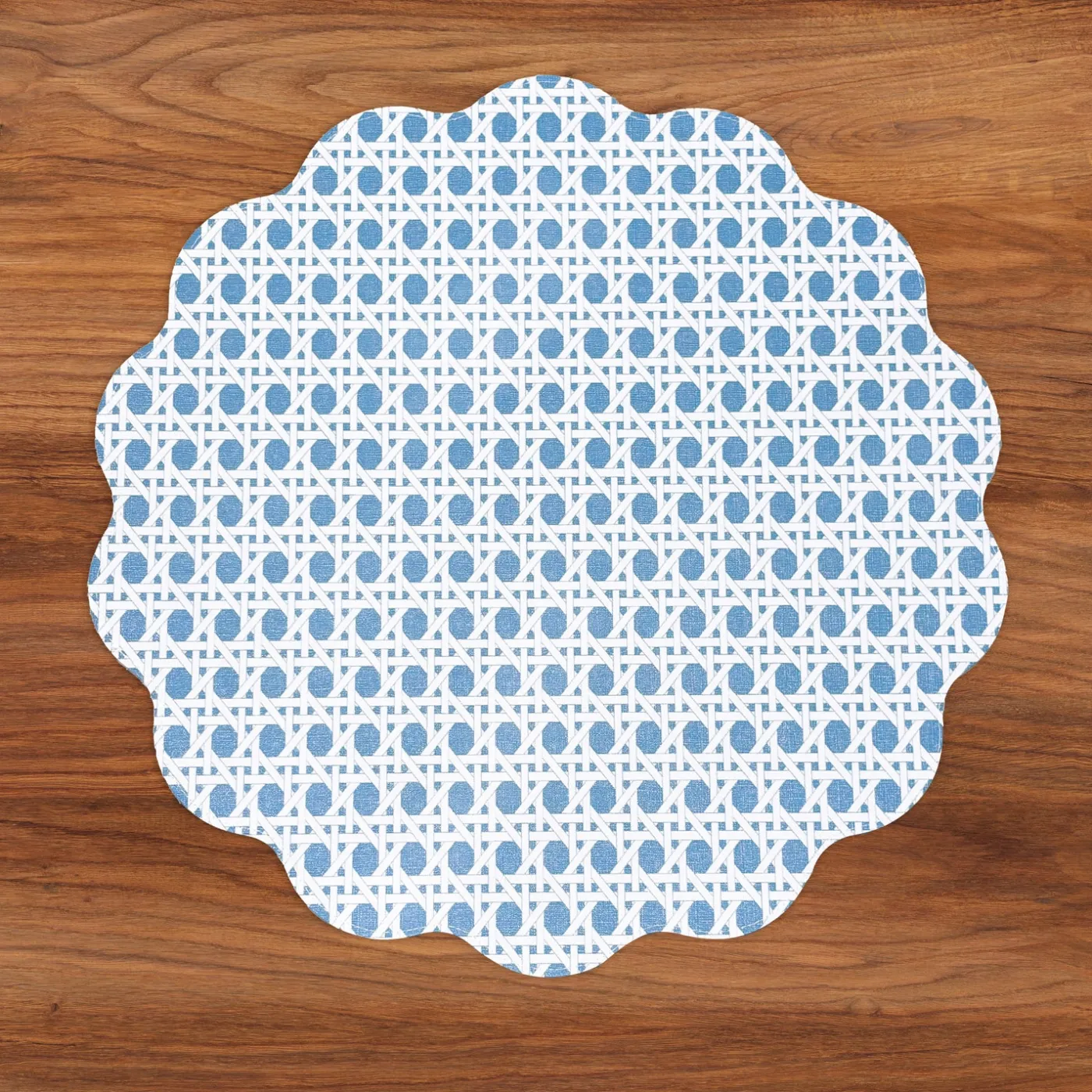 Clearance VIDA Sealife and Rattan Reversible Round Placemats Set of 4 Blue & Pin View All Vida|Placemats
