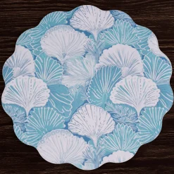 VIDA Shells & Scallops Reversible Round Placemats Set of 4 (Blue & Whi View All Vida|Placemats