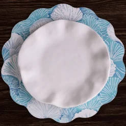 VIDA Shells & Scallops Reversible Round Placemats Set of 4 (Blue & Whi View All Vida|Placemats