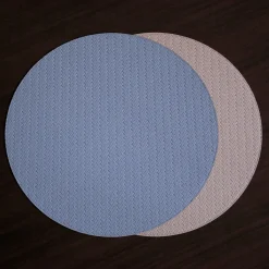 Clearance VIDA Snakeskin Reversible 15" Round Placemats Set of 4 (Slate Blue and View All Vida|Placemats