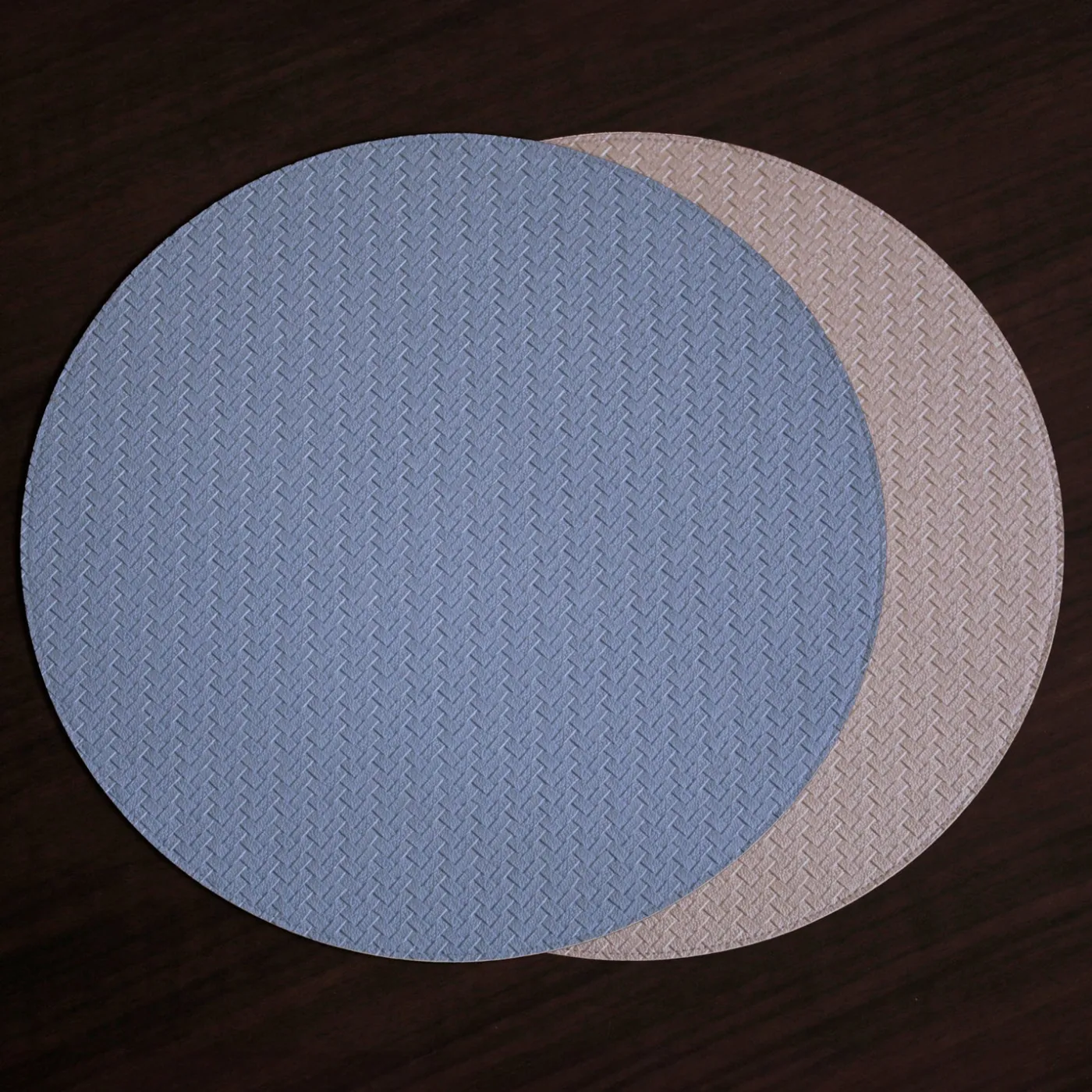 Clearance VIDA Snakeskin Reversible 15" Round Placemats Set of 4 (Slate Blue and View All Vida|Placemats