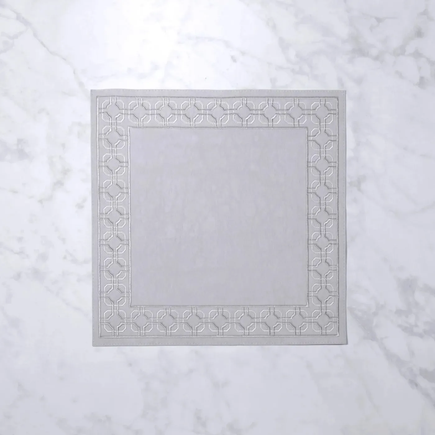 New VIDA Square Embroidered 15" Square Placemats Set of 4 (Gray) Placemats|Vinyl