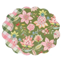 Hot VIDA Tropical Floral and Preppy Plaid Reversible Round Placemats Set o View All Vida|Placemats
