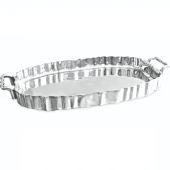 Outlet VINTAGE Fluted Oval Tray with Handles A Touch Of Vintage|Trays